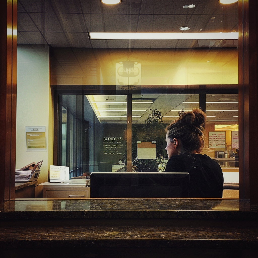 A woman at her desk | Source: Midjourney