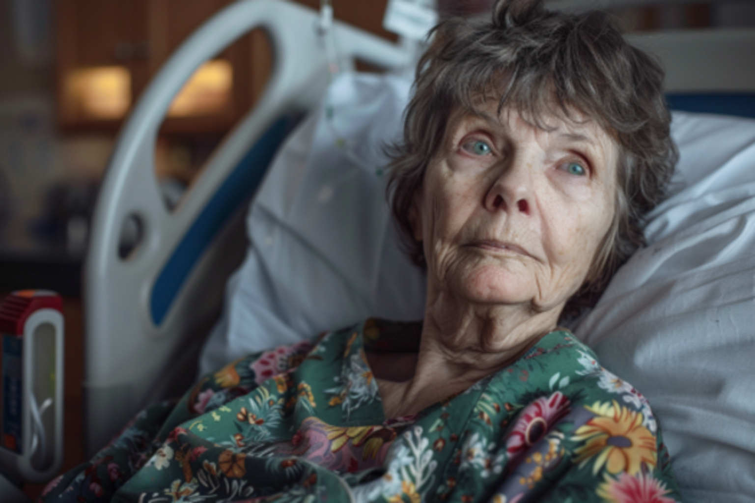 An older woman in hospital bed | Source: Midjourney